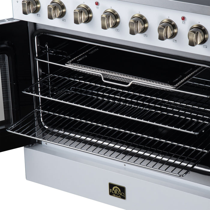 Forno Galiano 36 Inch French Door Electric Range, 5 Radiant Burners, 5.36 Cu. Ft. True Convection Oven, Air Fryer Kit, White - FFSEL6917-36WHT