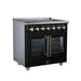Forno Massimo 36 Inch French Door Electric Range, 5 Radiant Burners, 5.36 Cu. Ft. True Convection Oven, Air Fryer Kit, Black - FFSEL6955-36BLK