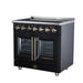 Forno Massimo 36 Inch French Door Electric Range, 5 Radiant Burners, 5.36 Cu. Ft. True Convection Oven, Air Fryer Kit, Black - FFSEL6955-36BLK