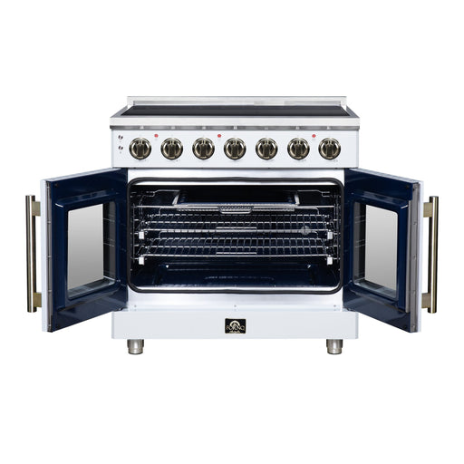 Forno Massimo 36 Inch French Door Electric Range, 5 Radiant Burners, 5.36 Cu. Ft. True Convection Oven, Air Fryer Kit, White - FFSEL6955-36WHT