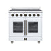 Forno Massimo 36 Inch French Door Electric Range, 5 Radiant Burners, 5.36 Cu. Ft. True Convection Oven, Air Fryer Kit, White - FFSEL6955-36WHT