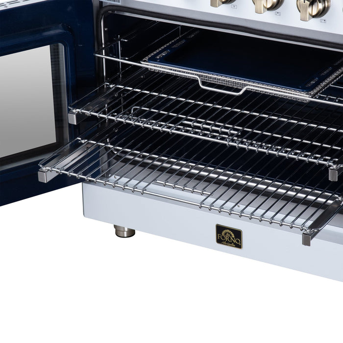 Forno Massimo 36 Inch French Door Electric Range, 5 Radiant Burners, 5.36 Cu. Ft. True Convection Oven, Air Fryer Kit, White - FFSEL6955-36WHT