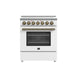 FORNO 5-Piece White Stainless Steel Kitchen Bundle – Home Depot Exclusive – 30” Electric Range, 30” French Door Refrigerator, 30” Range Hood, 24” Microwave Drawer, 24” Built-In Dishwasher | SKU: FBDL-THD-003WHT