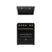 FORNO Premium 2-Piece Kitchen Bundle - Leonardo Espresso 30" Black Range, 30" Black Range Hood - FBDL-002-02CA