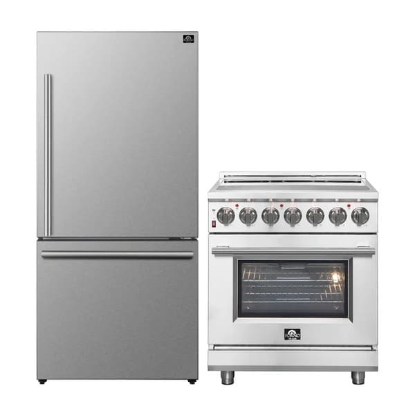 FORNO 2-Piece Appliance Package - 30-Inch Electric Range and 31-Inch Refrigerator, Right Hinge in Stainless Steel FBDL-013-01CAUS