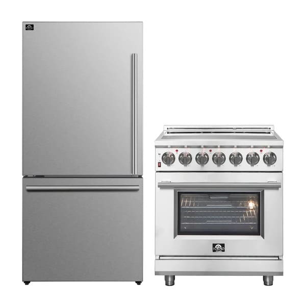 FORNO 2-Piece Appliance Package - 30-Inch Electric Range and 31-Inch Refrigerator, Left Hinge in Stainless Steel FBDL-013-02CAUS