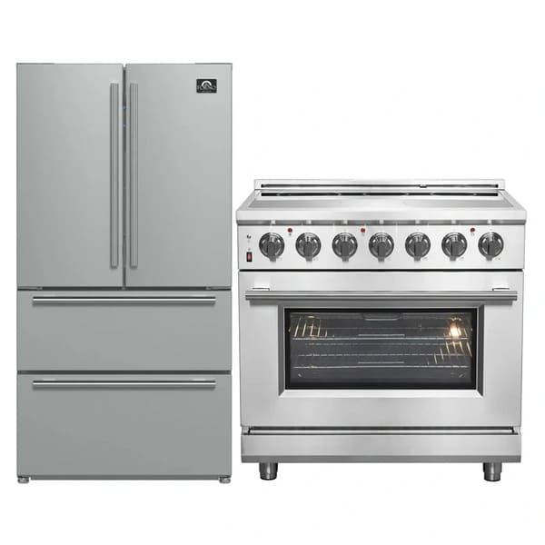 FORNO 2-Piece Appliance Package - 36-Inch Electric Range and 36-Inch French Door Refrigerator in Stainless Steel FBDL-013-08CAUS