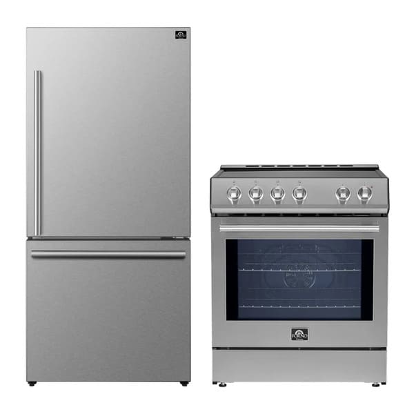 FORNO 2-Piece Appliance Package - 30-Inch Induction Range and 31-Inch Refrigerator, Right Hinge in Stainless Steel FBDL-014-01CAUS