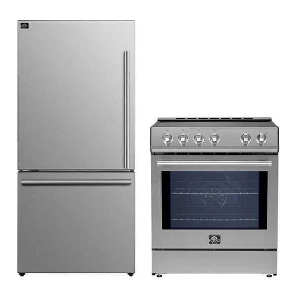 FORNO 2-Piece Appliance Package - 30-Inch Induction Range and 31-Inch Refrigerator, Left Hinge in Stainless Steel FBDL-014-02CAUS
