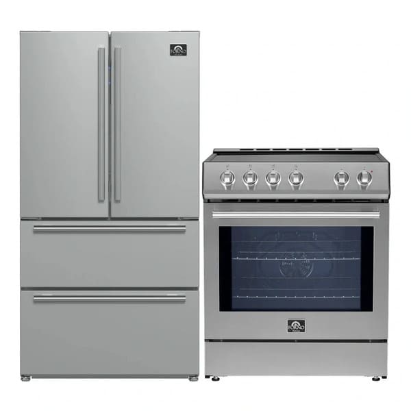 FORNO 2-Piece Appliance Package - 30-Inch Induction Range and 36-Inch French Door Refrigerator in Stainless Steel FBDL-014-03CAUS