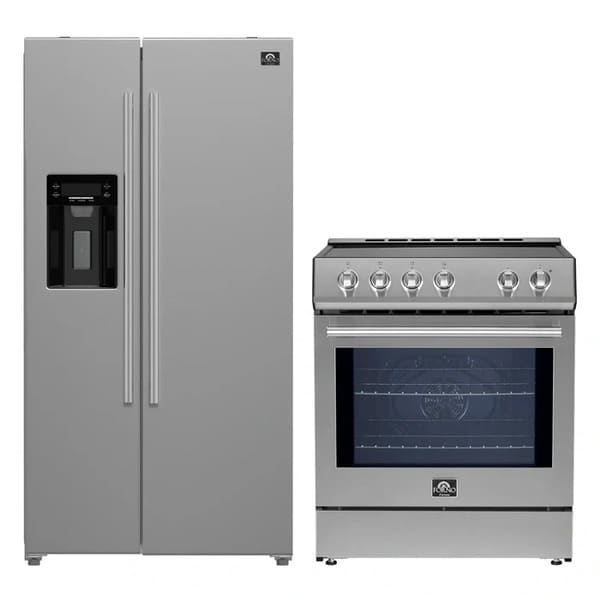 FORNO 2-Piece Appliance Package - 30-Inch Induction Range and 36-Inch Side by Side Refrigerator with Water Dispenser in Stainless Steel FBDL-014-04CAUS