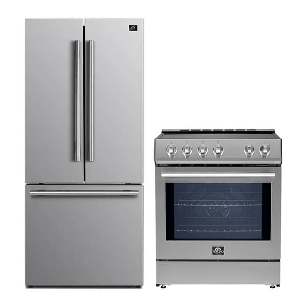 FORNO 2-Piece Appliance Package - 30-Inch Induction Range and 30-Inch French Door Refrigerator in Stainless Steel FBDL-014-05CAUS
