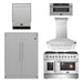 FORNO 5-Piece Stainless Steel Kitchen Bundle – Home Depot Exclusive – 48” French Door Gas Range, 48” Wall Mount Range Hood, 30” Microwave Drawer, 24” Built-In Dishwasher, 2×28” Convertible Refrigerator Freezer with Decorative Trim | SKU: FBDL-THD-004