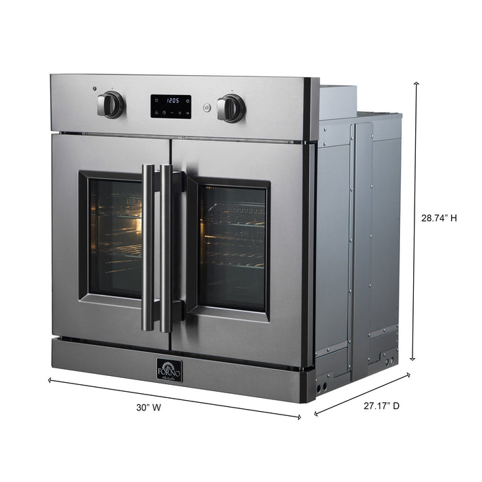 FORNO 2-Piece Kitchen Bundle - 30" Stainless Steel Single Wall (1333-30) Oven, 30" Stainless Steel Microwave (3093-30)