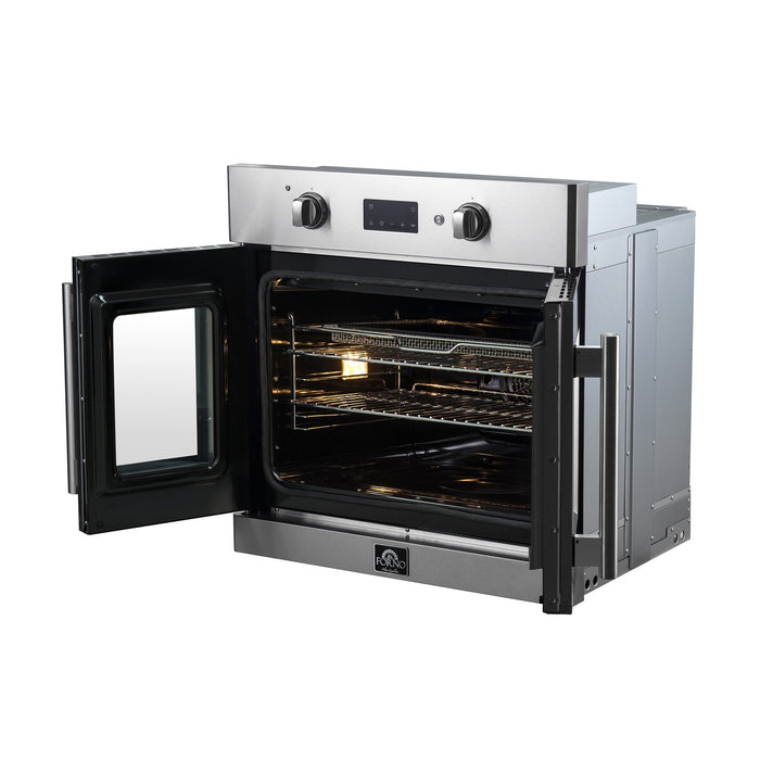 FORNO 2-Piece Kitchen Bundle - 30" Stainless Steel Single Wall (1333-30) Oven, 30" Stainless Steel Microwave (3093-30)