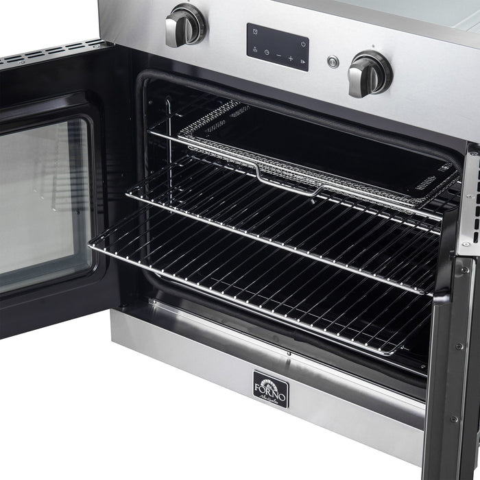 FORNO 2-Piece Kitchen Bundle - 30" Stainless Steel Single Wall (1333-30) Oven, 30" Stainless Steel Microwave (3093-30)