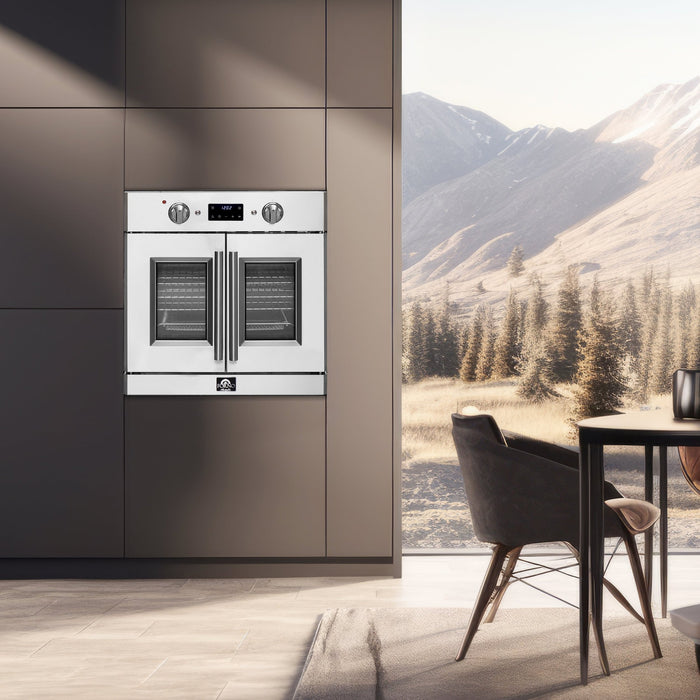 Forno Gallico 30-Inch Electric French Door Wall Oven, Stainless Steel, True Convection, Air Fry, Self-Cleaning