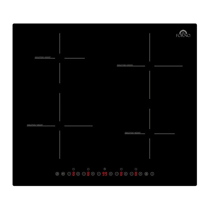 FORNO Parco 24-Inch Induction Cooktop, 4 Zones, 7200W, Touch Control, 9 Power Levels & Booster Function - FCTIN0583-24