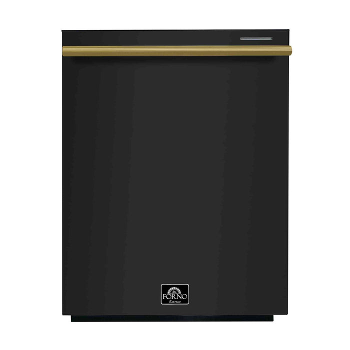 FORNO Premium 3-Piece Kitchen Bundle - Leonardo Espresso 30" Black Range, 31" Black Bottom Freezer Refrigerator, 24" Black Built-In Dishwasher - FBDL-007-02CA