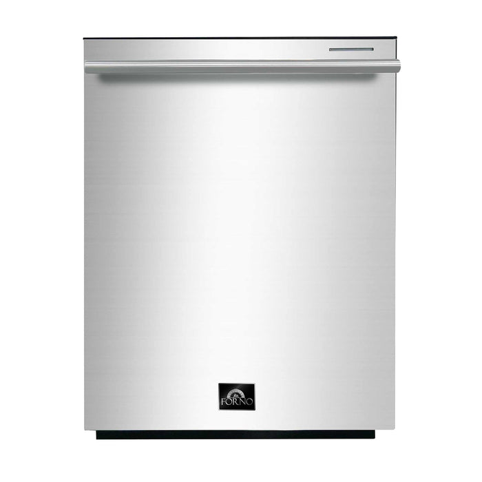 FORNO Premium 3-Piece Kitchen Bundle - Leonardo Espresso 30" Stainless Steel Range, 31" Stainless Steel Bottom Freezer Refrigerator, 24" Stainless Steel Dishwasher - FBDL-007-01CA