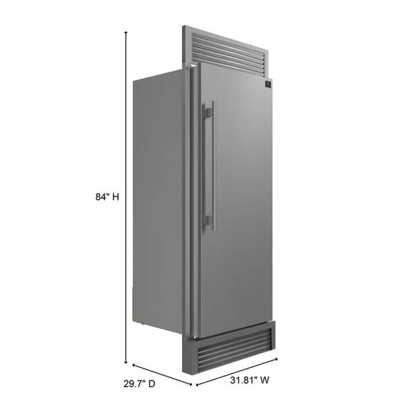 FORNO Maderno 28-Inch Built-In 13.6 Cu. Ft. Convertible Refrigerator in Stainless Steel, Right Swing with Decorative Grill FFFFD1722-32RSG