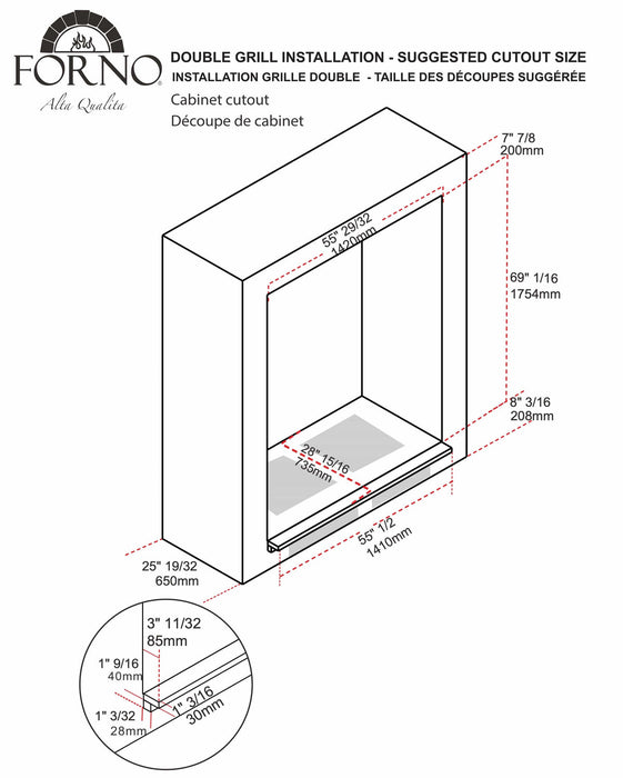 FORNO 60-Inch Refrigerator/Freezer Combo