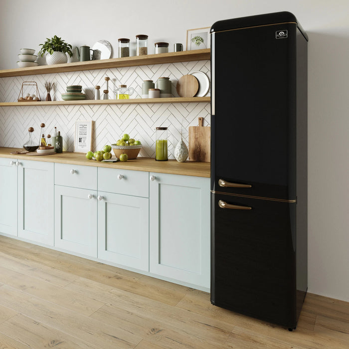 Forno Storico 22 in Bottom Freezer Refrigerator 9 cu ft Black - FFFFD1745-22BLK