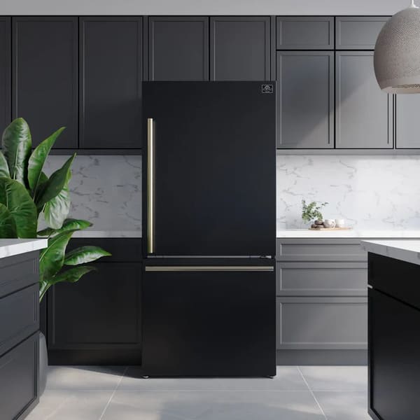 FORNO 3-Piece Appliance Package - 30-Inch Leonardo Espresso Electric Range, Refrigerator, & Dishwasher in Black with Stainless Steel Handle FBDL-007-02US
