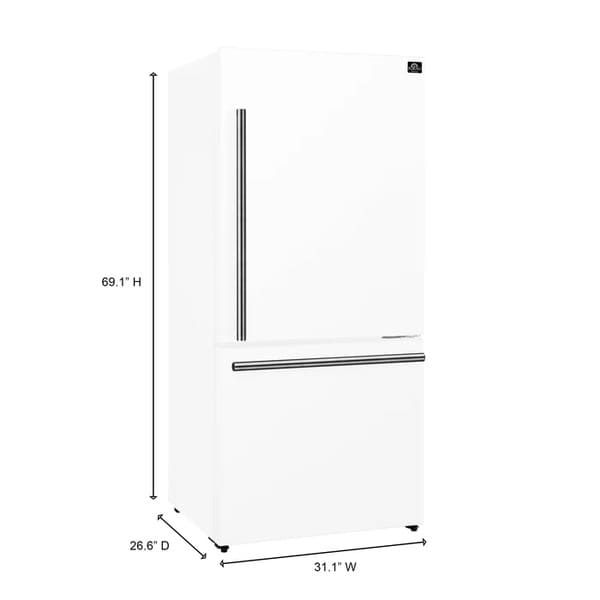 FORNO 2-Piece Appliance Package - 30-Inch Slide-In Induction Range and 31-Inch Refrigerator, Right Hinge in White with Stainless Steel Handle FBDL-014-06CAUS