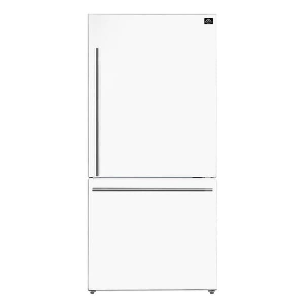 FORNO 2-Piece Appliance Package - 30-Inch Slide-In Induction Range and 31-Inch Refrigerator, Right Hinge in White with Stainless Steel Handle FBDL-014-06CAUS