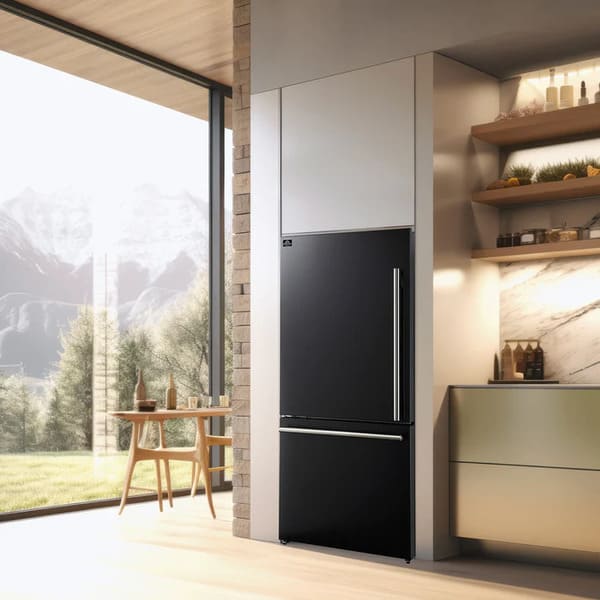 FORNO 2-Piece Appliance Package - 30-Inch Slide-In Induction Range and 31-Inch Bottom Freezer Door Refrigerator in Black with Antique Brass Handle FBDL-014-12CAUS