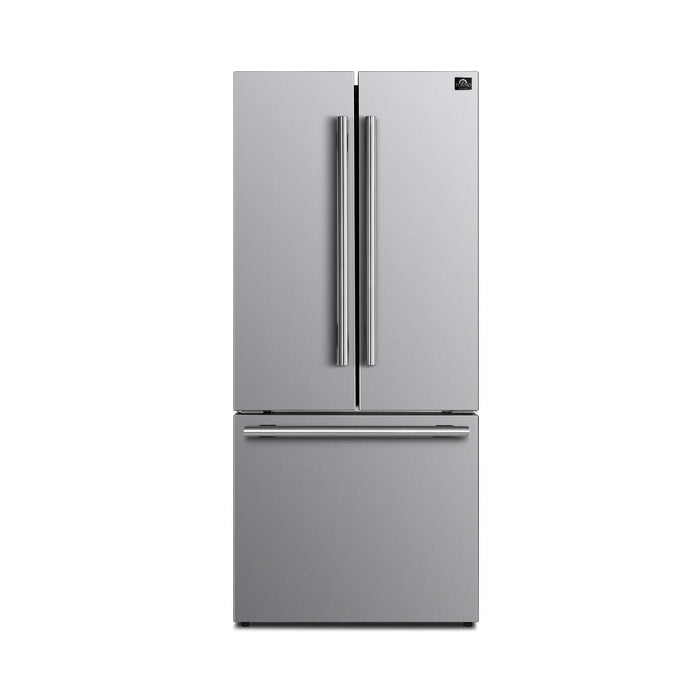 FORNO 5-Piece Stainless Steel Kitchen Bundle – Home Depot Exclusive – 30” Electric Range, 30” French Door Refrigerator, 30” Range Hood, 24” Microwave Drawer, 24” Built-In Dishwasher | SKU: FBDL-THD-003