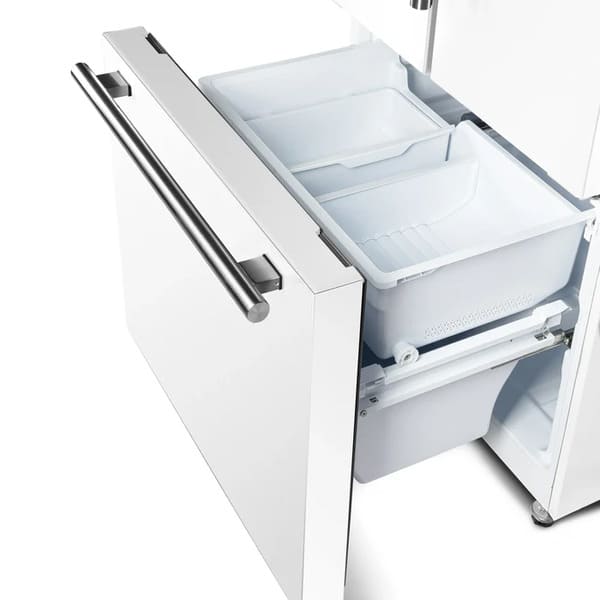 FORNO 2-Piece Appliance Package - 30-Inch Slide-In Induction Range and 30-Inch French Door Refrigerator in White with Antique Brass Handle FBDL-014-10CAUS
