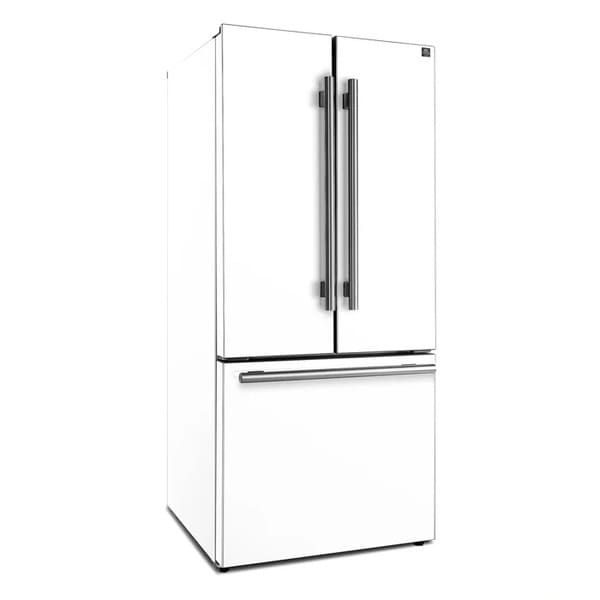 FORNO 2-Piece Appliance Package - 30-Inch Slide-In Induction Range and 30-Inch French Door Refrigerator in White with Antique Brass Handle FBDL-014-10CAUS
