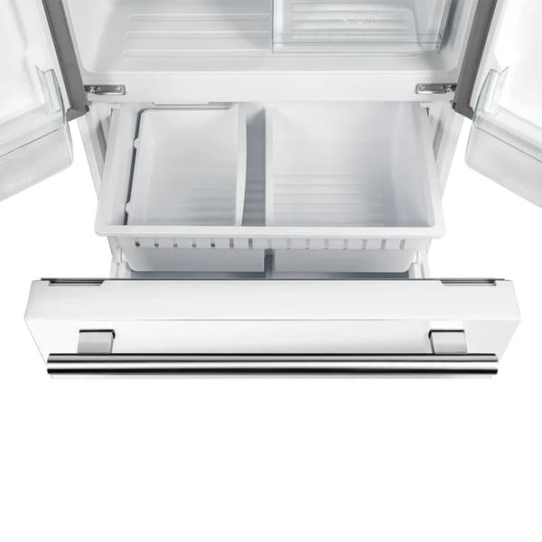 FORNO 2-Piece Appliance Package - 30-Inch Slide-In Induction Range and 30-Inch French Door Refrigerator in White with Antique Brass Handle FBDL-014-10CAUS