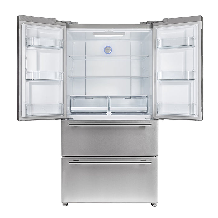 FORNO Premium 2-Piece Kitchen Bundle -Giovanni 30-inch Gas Range Stainless Steel, Forno Moena 36" French Door 19.2 Cu.Ft. Stainless Steel Refrigerator - FBDL-020-02US