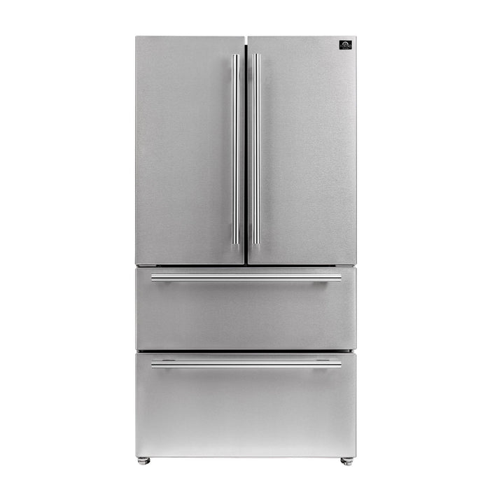 FORNO Premium 2-Piece Kitchen Bundle -Giovanni 30-inch Gas Range Stainless Steel, Forno Moena 36" French Door 19.2 Cu.Ft. Stainless Steel Refrigerator - FBDL-020-02US