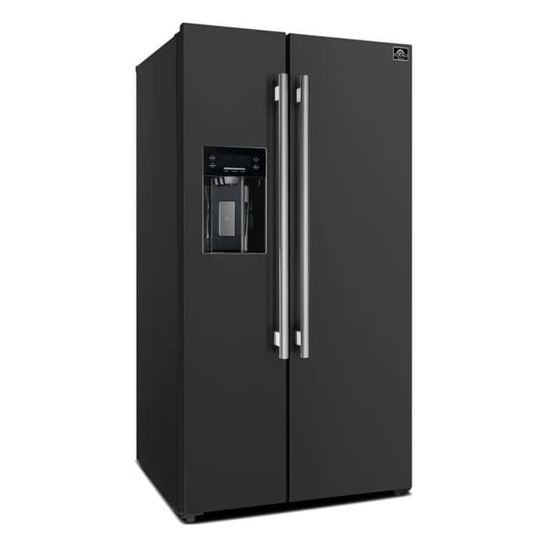 FORNO 2-Piece Appliance Package - 30-Inch Slide-In Induction Range and 36-Inch Side by Side Refrigerator with Water Dispenser in Black with Stainless Steel Handle FBDL-014-14CAUS