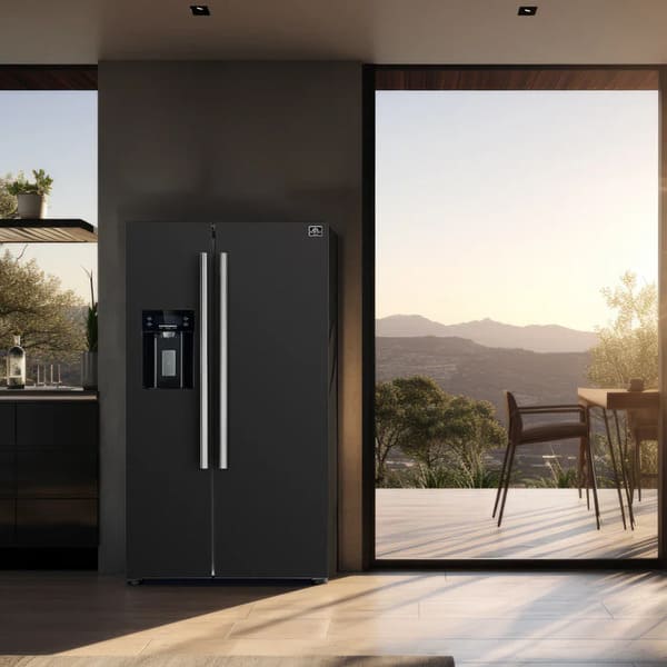 FORNO 2-Piece Appliance Package - 30-Inch Slide-In Induction Range and 36-Inch Side by Side Refrigerator with Water Dispenser in Black with Stainless Steel Handle FBDL-014-14CAUS