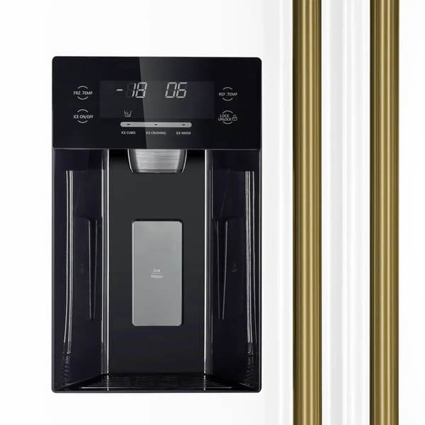 FORNO 2-Piece Appliance Package - 30-Inch Slide-In Induction Range and 36-Inch Side by Side Refrigerator with Water Dispenser in White with Antique Brass Handle FBDL-014-09CAUS