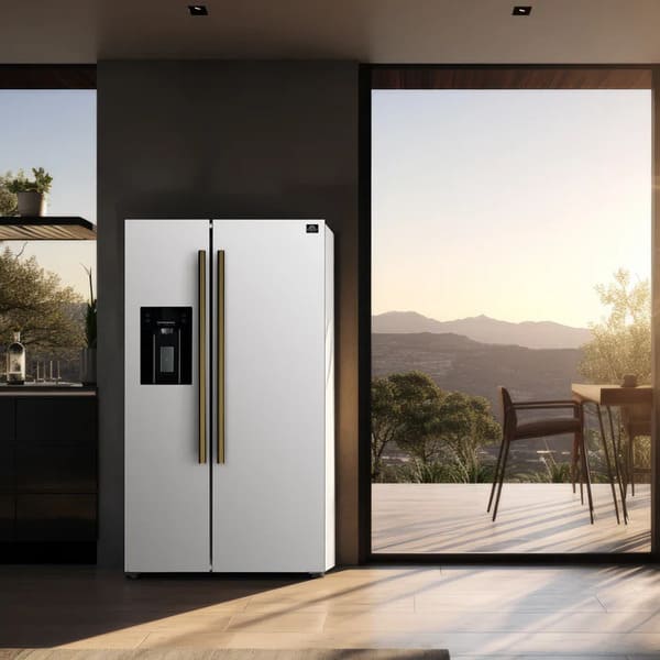 FORNO 2-Piece Appliance Package - 30-Inch Slide-In Induction Range and 36-Inch Side by Side Refrigerator with Water Dispenser in White with Antique Brass Handle FBDL-014-09CAUS