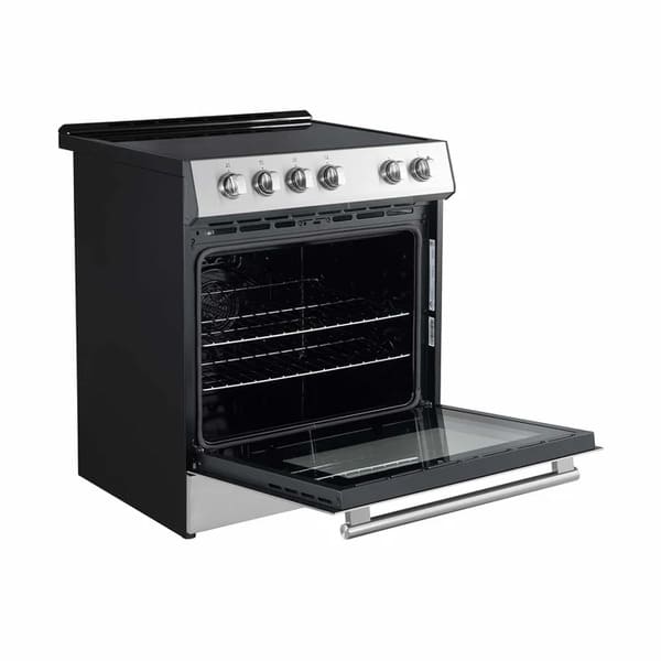 FORNO 3-Piece Appliance Package - 30-Inch Leonardo Espresso Electric Range, Refrigerator, & Dishwasher in White with Antique Brass Handle FBDL-007-03US