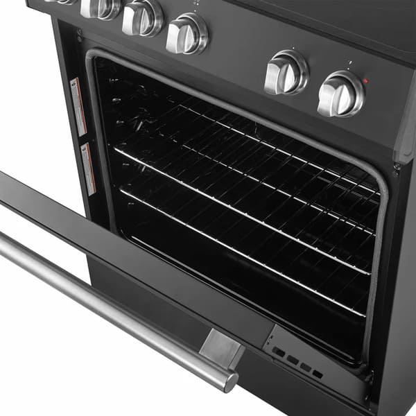 FORNO 3-Piece Appliance Package - 30-Inch Leonardo Espresso Electric Range, Refrigerator, & Dishwasher in Black with Stainless Steel Handle FBDL-007-02US