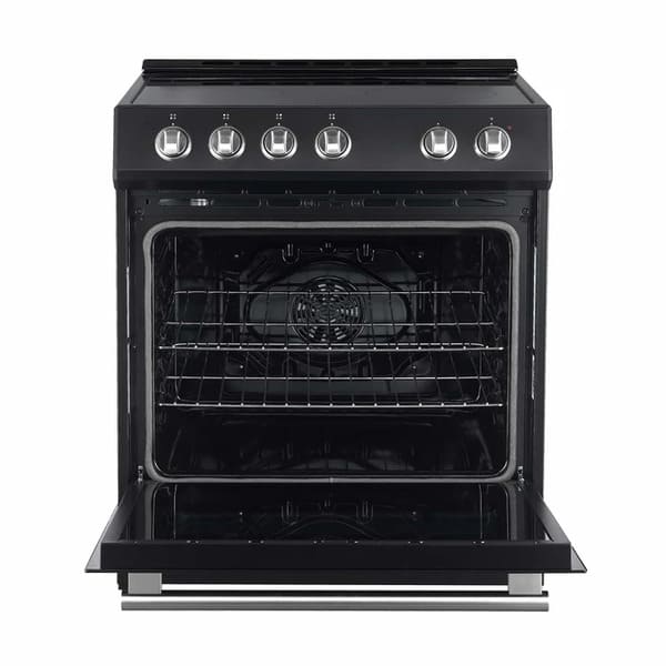 FORNO 3-Piece Appliance Package - 30-Inch Leonardo Espresso Electric Range, Refrigerator, & Dishwasher in Black with Stainless Steel Handle FBDL-007-02US