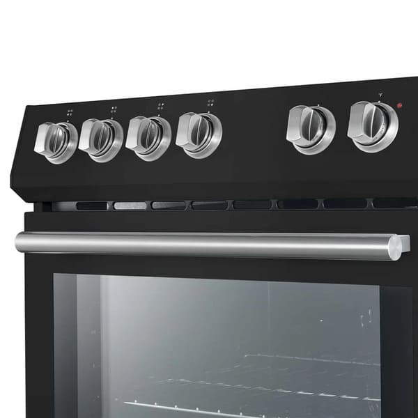 FORNO 3-Piece Appliance Package - 30-Inch Leonardo Espresso Electric Range, Refrigerator, & Dishwasher in Black with Stainless Steel Handle FBDL-007-02US