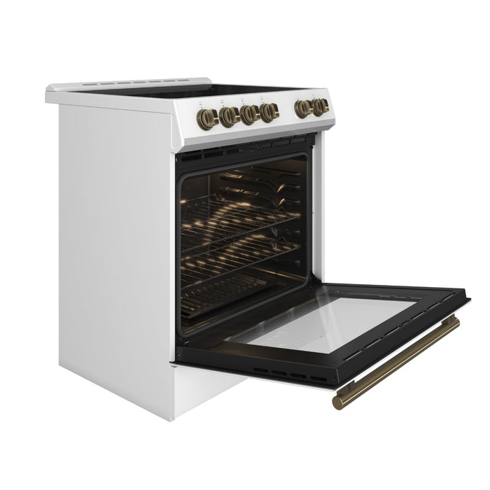 Forno Espresso Package - 30" Electric Range and Range Hood in Stainless Steel, Black, or White with Accents