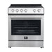 FORNO Premium 4-Piece Kitchen Bundle - 30" Electric Range, 30" Range Hood, 31" French Door Refrigerator, 24" Built-In Dishwasher, Stainless Steel - FBDL-010-01CA