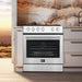 FORNO Premium 3-Piece Kitchen Bundle - Leonardo Espresso 30" Stainless Steel Range, 31" Stainless Steel Bottom Freezer Refrigerator, 24" Stainless Steel Dishwasher - FBDL-007-01CA