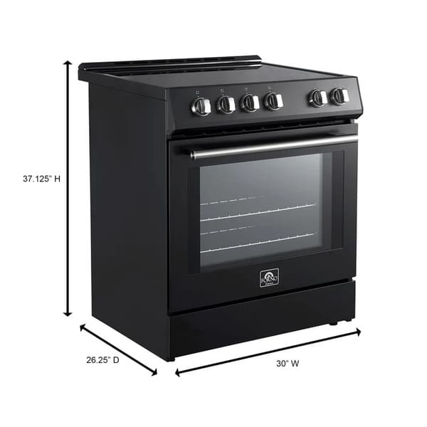 FORNO 2-Piece Appliance Package - 30-Inch Slide-In Induction Range and 31-Inch Refrigerator, Right Hinge in Black with Antique Brass Handle FBDL-014-11CAUS