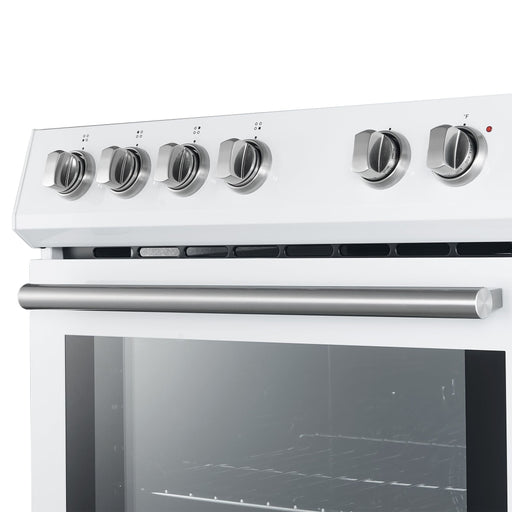 FORNO Premium 3-Piece Kitchen Bundle - Leonardo Espresso 30" White Range, 31" White Bottom Freezer Refrigerator, 24" White Built-In Dishwasher - FBDL-007-03CA